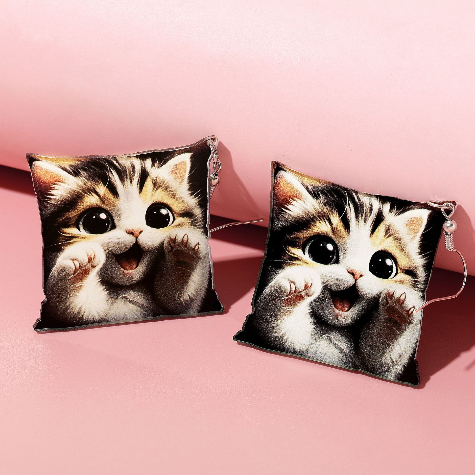 Wholesale  colorful exaggerated cartoon personality cute cat acrylic  long earrings