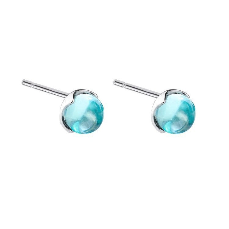Wholesale  Blue Crystal Round Bead Earrings