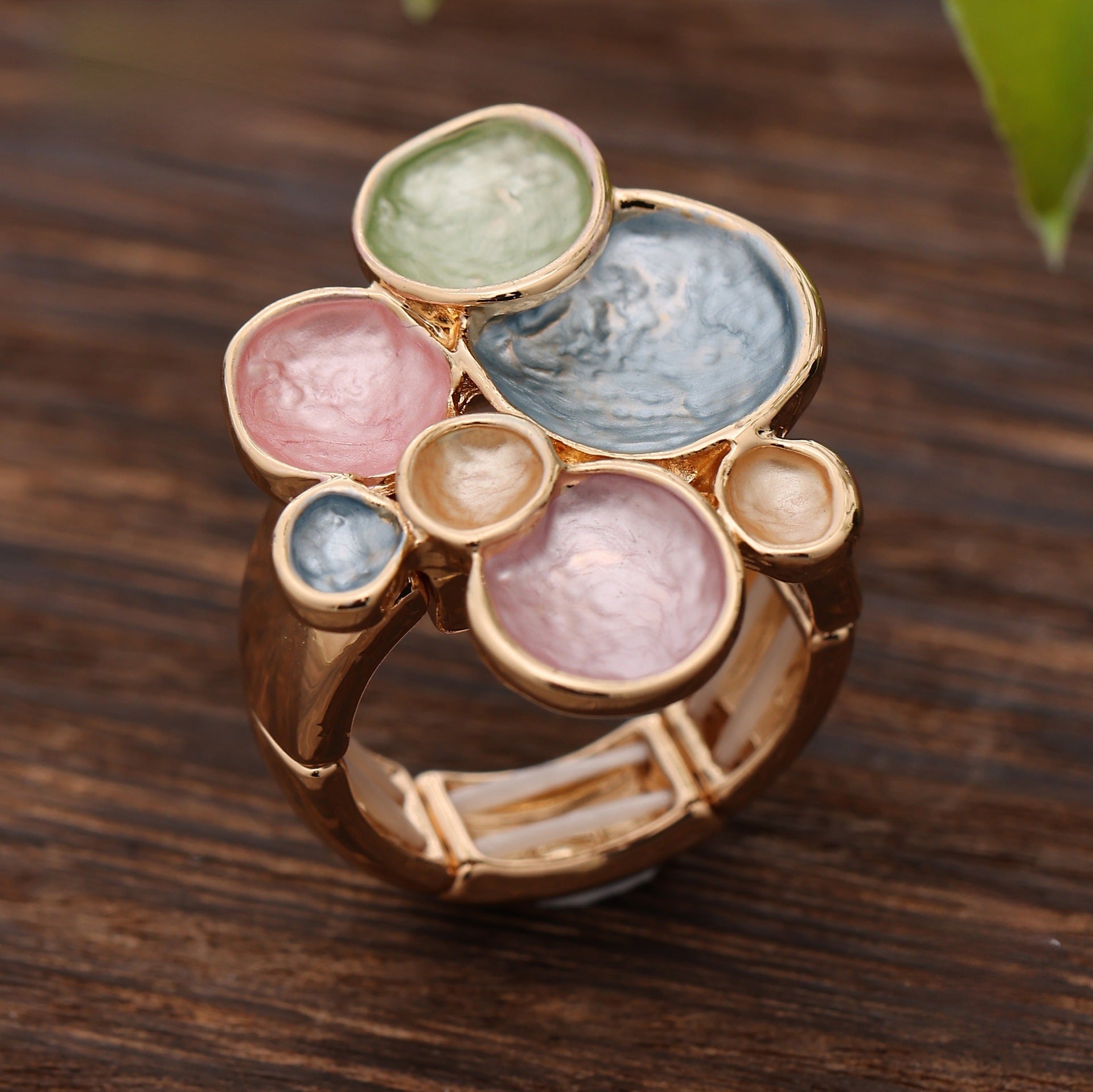 Wholesale Colorful Floral Elastic Rings round Shape Jewelry