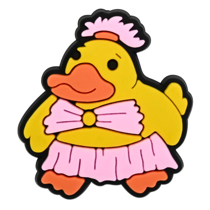 Wholesale Random 100pcs Cute Little Yellow Duck  PVC Soft Rubber Shoe Buckle Decoration