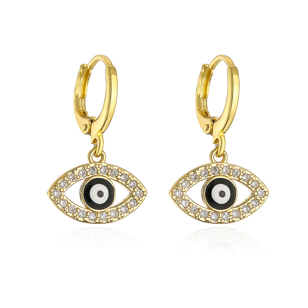 Wholesale Oil Dripping Demon Eye Zircon Earrings ACC-ES-AG005