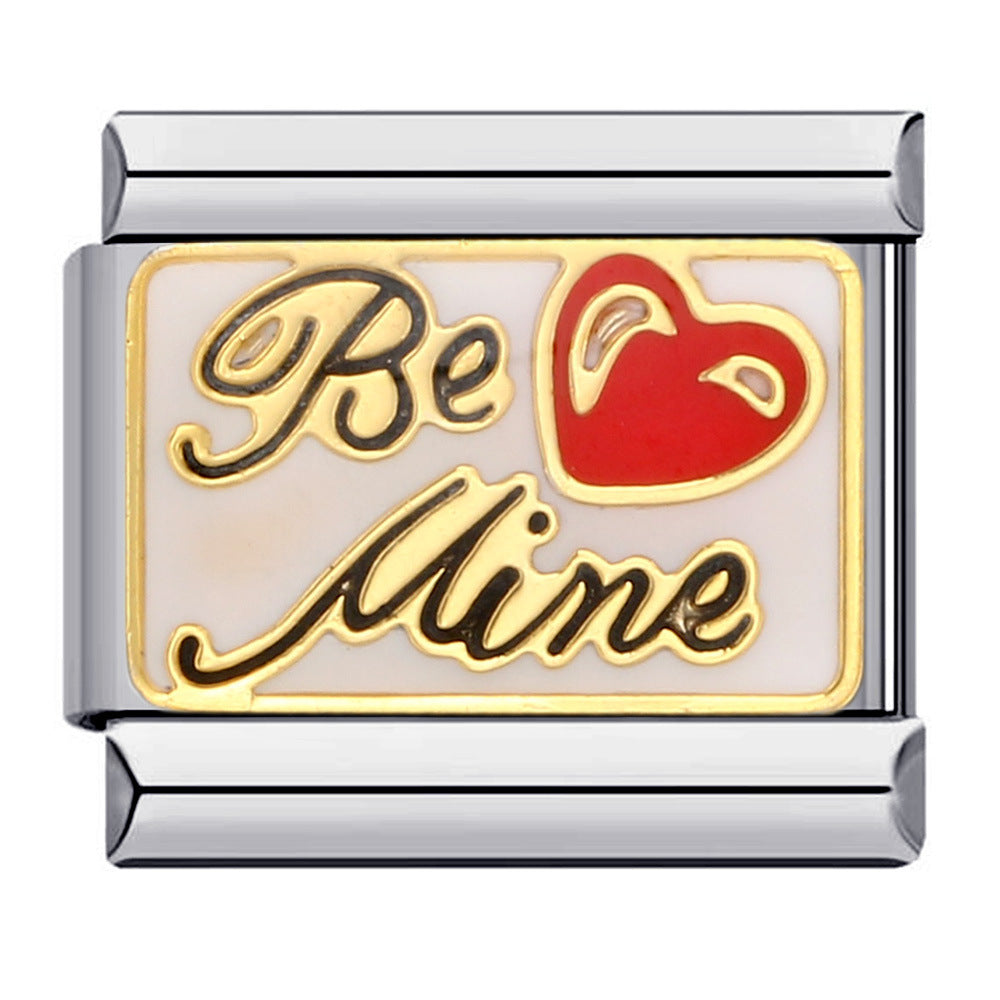 Wholesale Italian Charm Bracelet 9mm DIY Splicing Removable Gold Plated Oil Drop Cartoon Stainless Steel Composable Bracelet