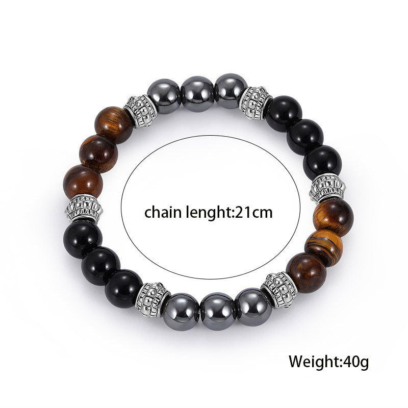 Wholesale  Black Glass Tiger Eye Alloy Bracelet