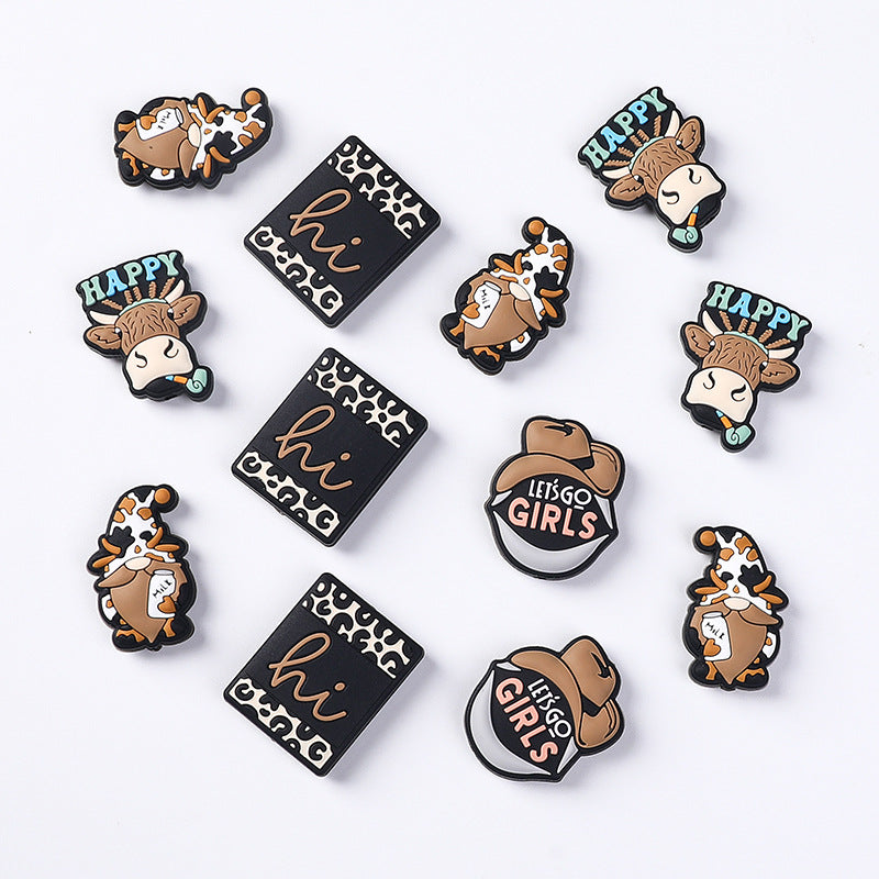 Wholesale 20pcs Cartoon Denim Silicone Focal Beads DIY Beaded Pen Accessories ACC-BDS-RongFa024