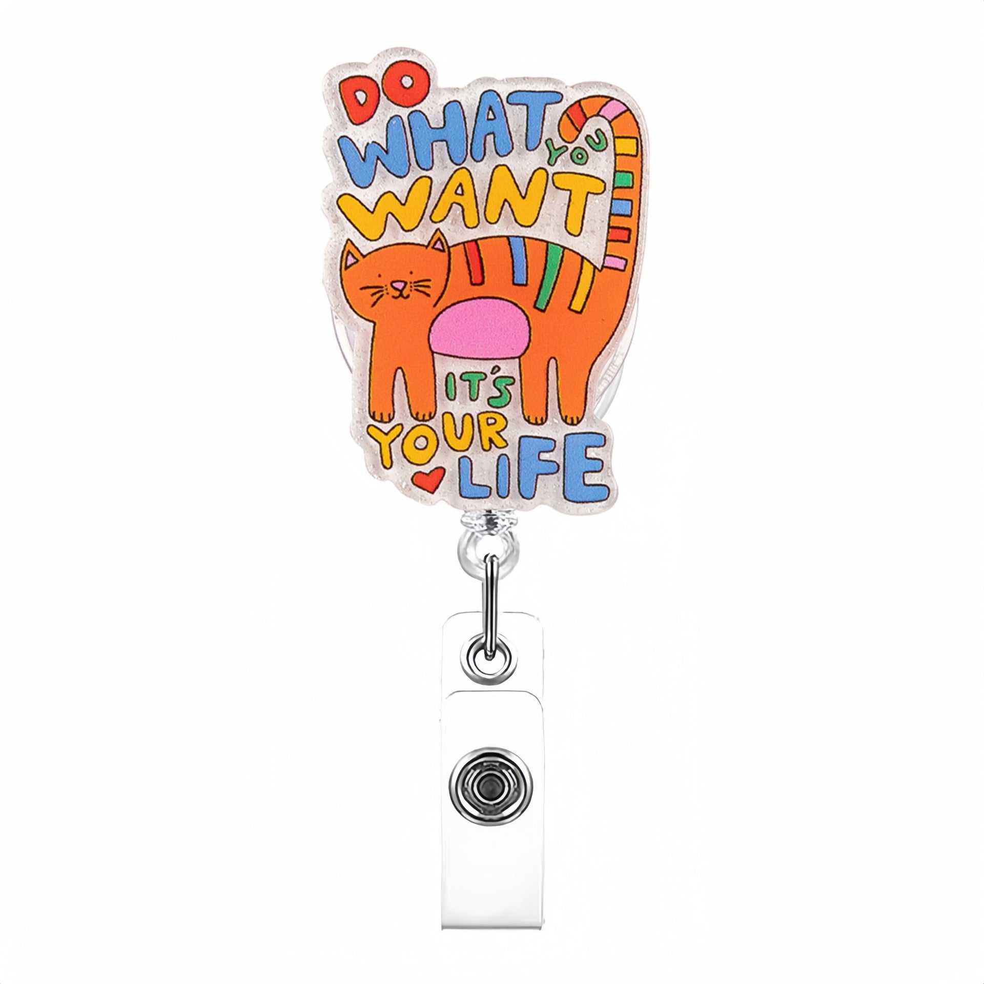 Wholesale Love Romantic Workplace  Acrylic Retractable Rotating Badge Keychain