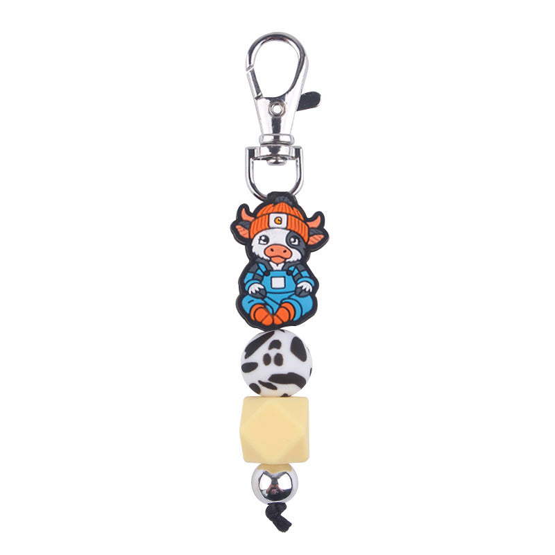 Wholesale Cartoon Cow Silicone Beaded Keychain ACC-KC-GuangTian088