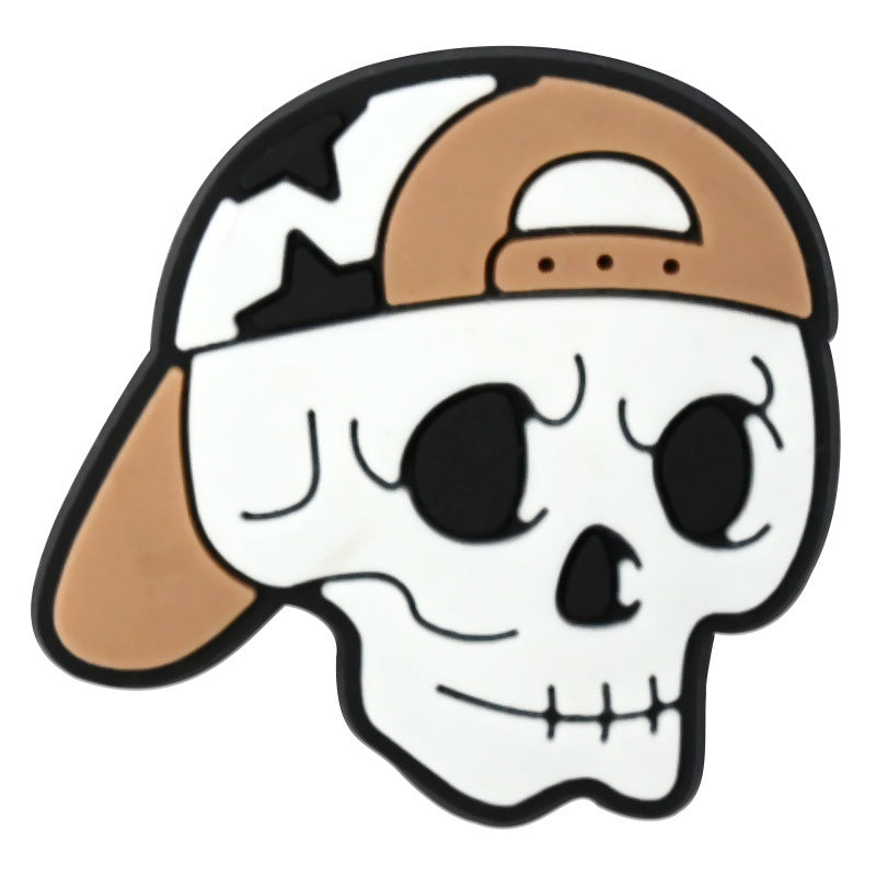 Wholesale  Random 100pcs Cartoon Skull   PVC Soft Rubber Shoe Buckle Decoration