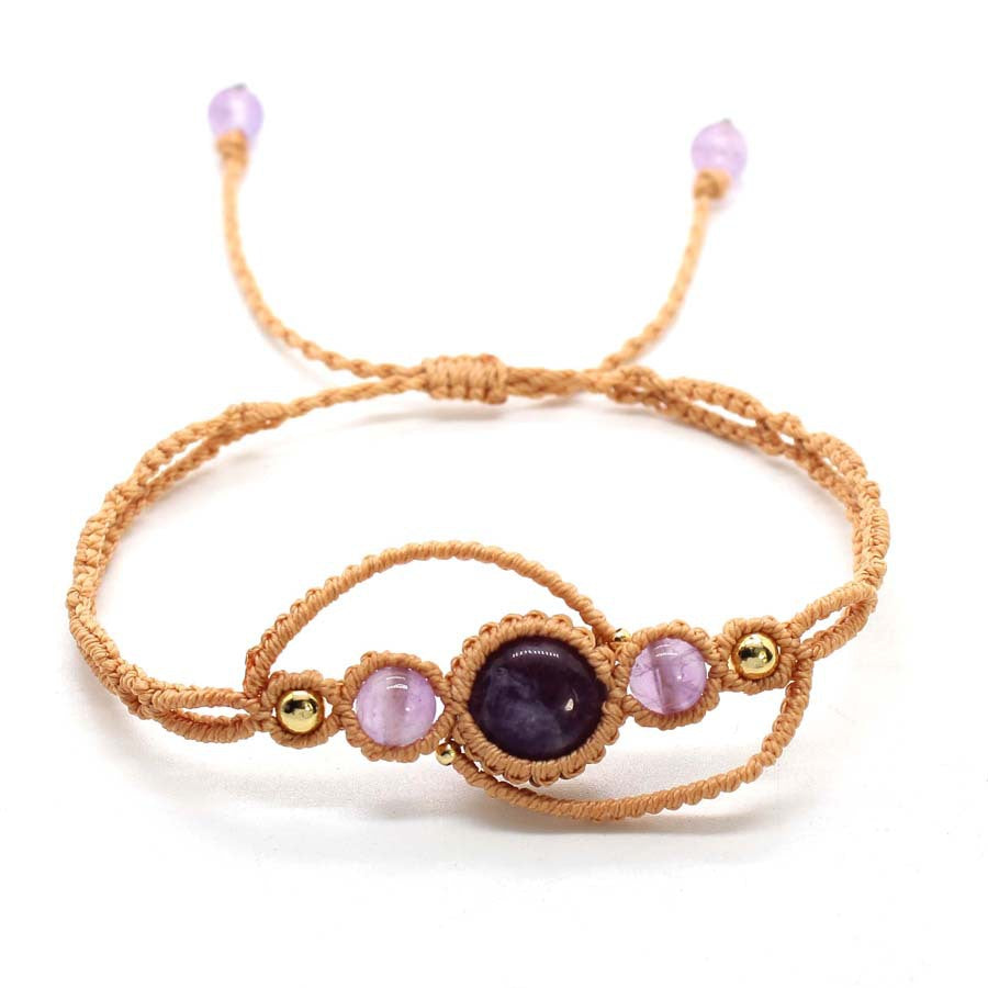 Wholesale Stylish Ethnic Amethyst Crystal Beaded Bracelet Handmade Adjustable Women S Jewelry Fashion Accessory For Boutique Resale