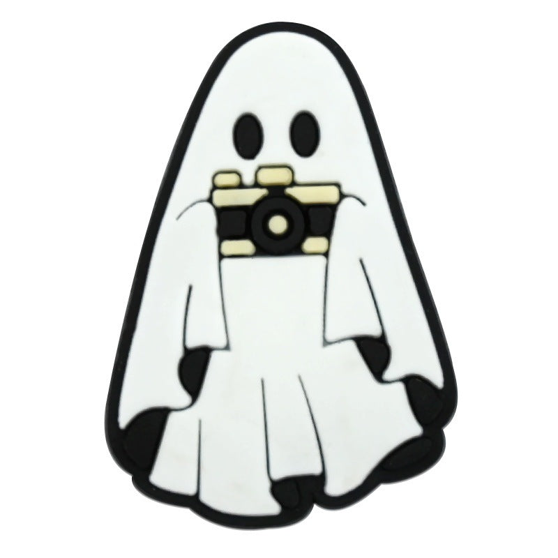 Wholesale Random 100pcs  Series White Ghost Clogs  PVC Soft Rubber Shoe Buckle Decoration