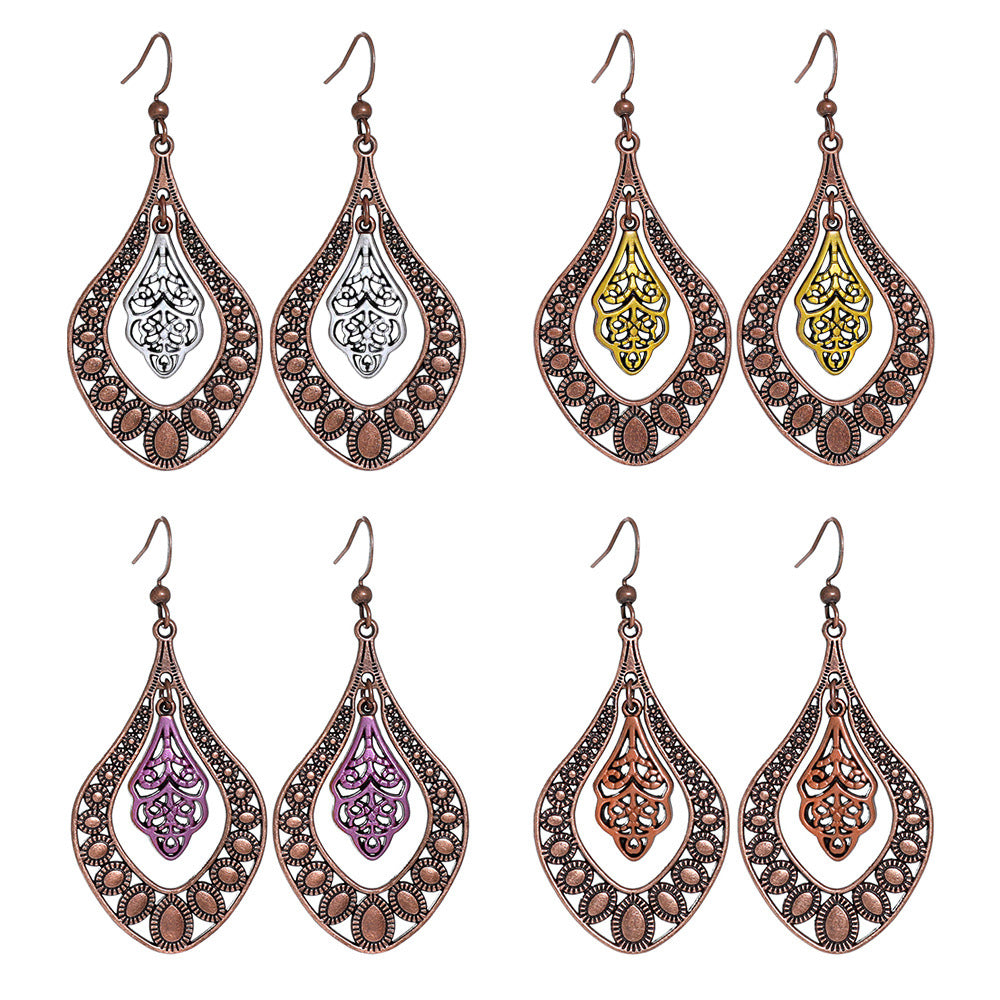 Wholesale Trendy Ethnic Hollow-Out Earrings in Retro Vintage Zinc Alloy,  Jewelry Accessory for Party Wear and Gifting