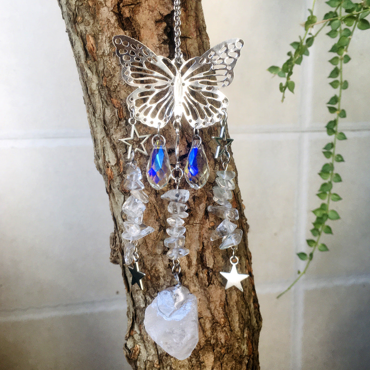 Wholesale Butterfly Energy Gravel Sun Catcher Wind Chime Crystal ACC-WS-RongGuan005