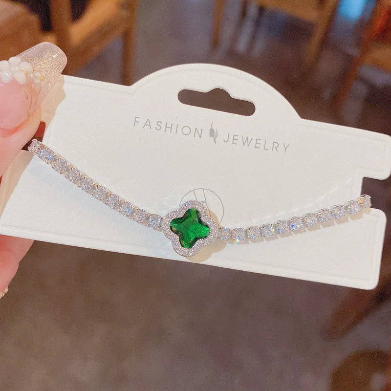 Wholesale Four-Petal Flower Zircon Bracelet Women Fashion Jewelry Accessory Gift Boutique Resale