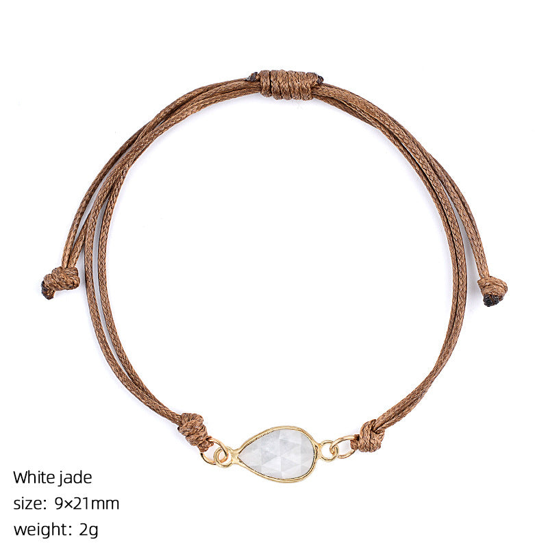 Wholesale Adjustable Woven Tiger Eye Stone Teardrop Bracelet Fashion Accessory Gift