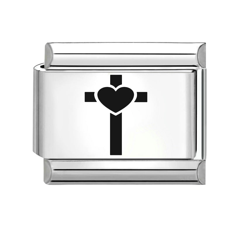 Wholesale  Italian Charm Bracelet 9mm DIY Splicing Removable Black and White Series Stainless Steel Composable Bracelet