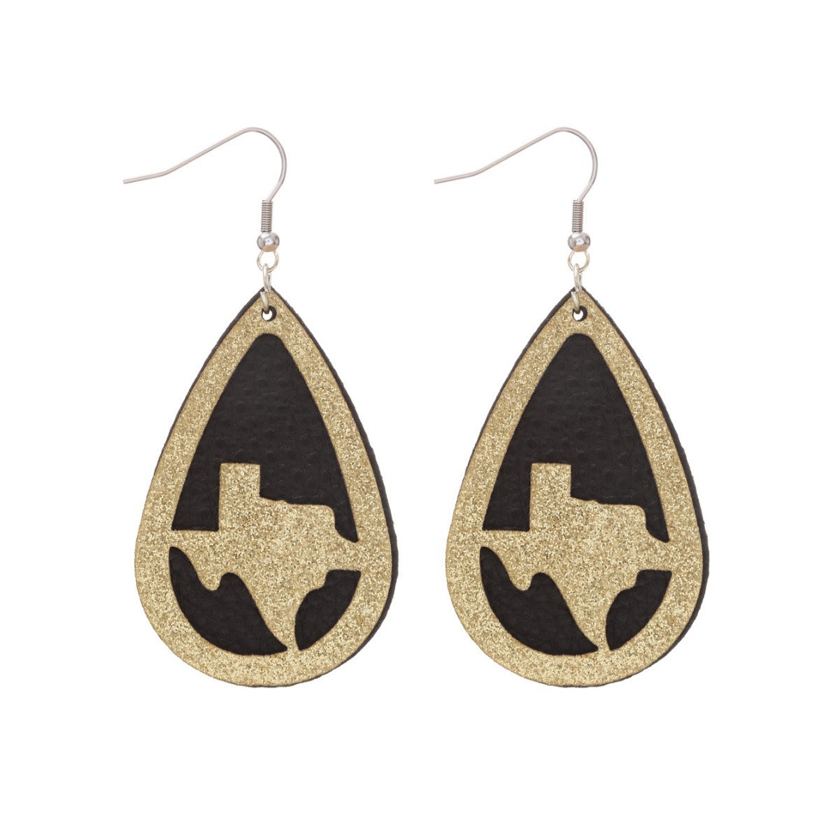 Wholesale  black and white plaid bottom water drop hollow leather earrings