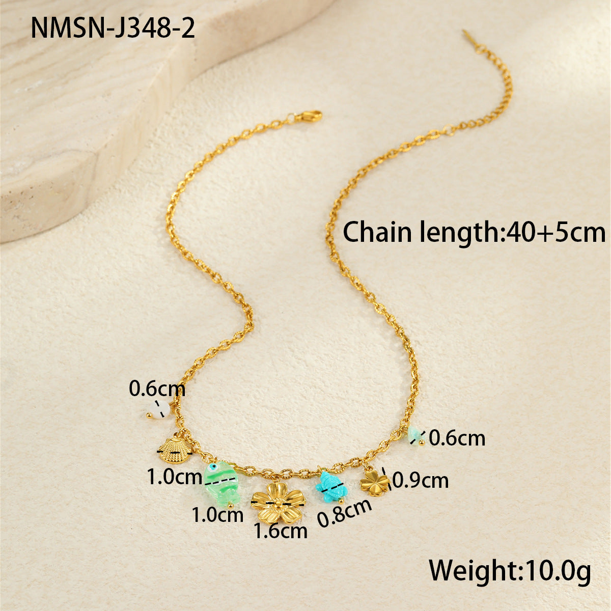 Wholesale  Summer Ocean Style Dopamine Dripping Oil Starfish Stainless Steel Necklace