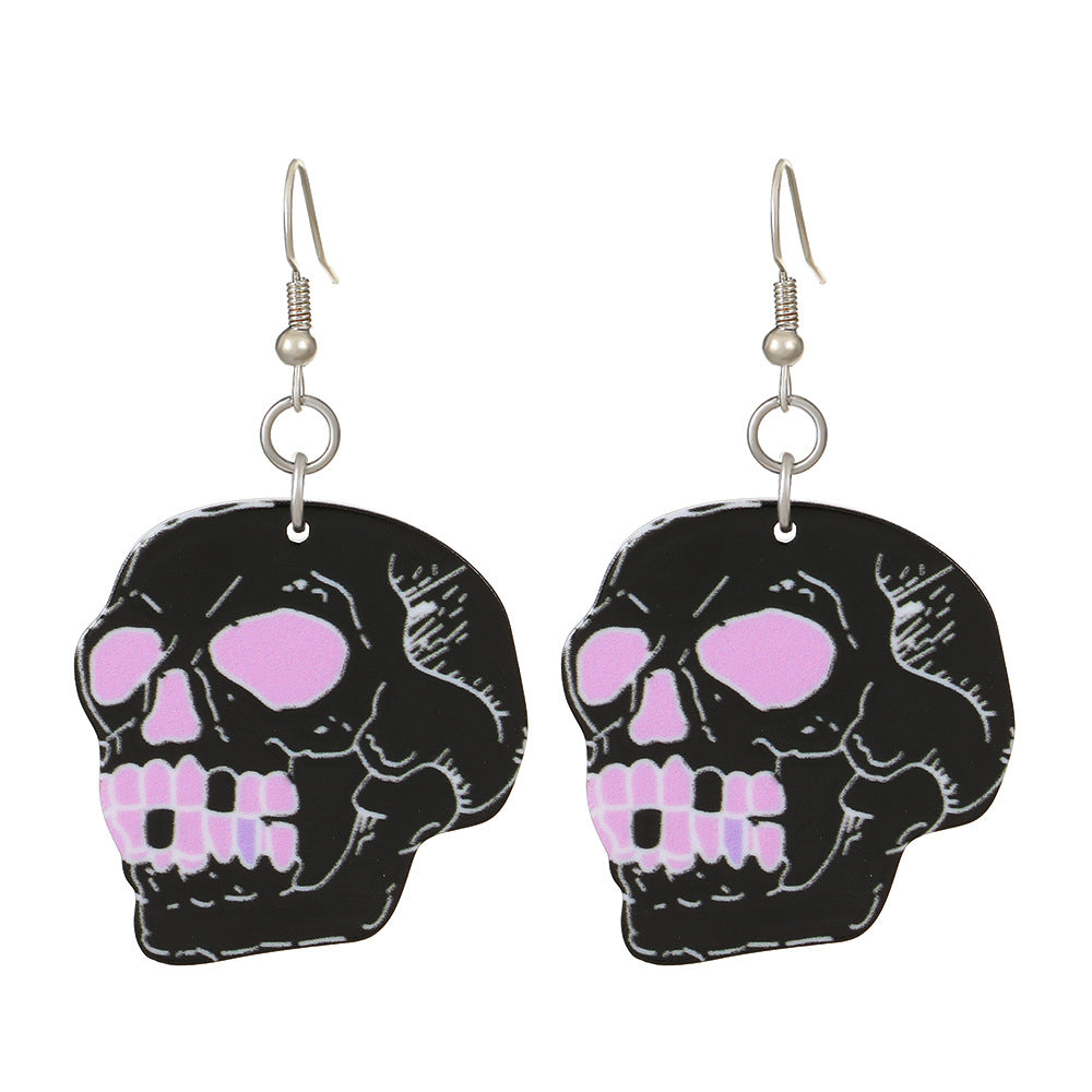 Wholesale  Acrylic Heart Skeleton Dangle Earrings for Women Party Wear Fashion Accessory