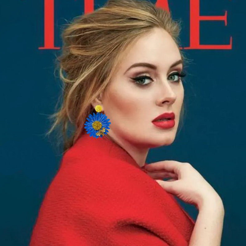 Wholesale Acrylic Sunflower Sunflower Chrysanthemum Bee Earrings ACC-ES-XueP040