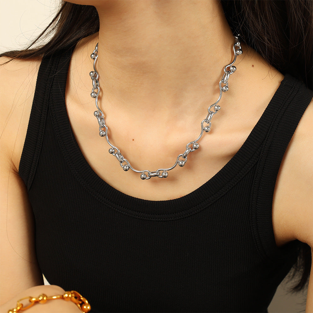 Wholesale Fashion titanium steel bracelet necklace suit gold-plated titanium steel exaggerated design all-match men' s and women' s hand ornaments