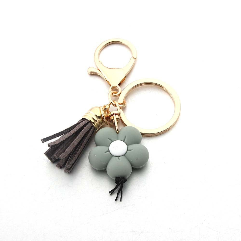 Wholesale Sunflower Tassel Silicone Beaded Keychain Cute Keychain ACC-KC-JinAn019