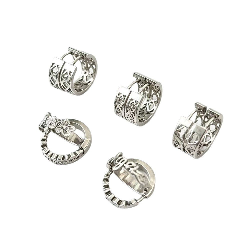Wholesale Stainless Steel Geometric Open Ear Cuff - Hollow Design Earring Fashion Accessory for Party Boutique Resale