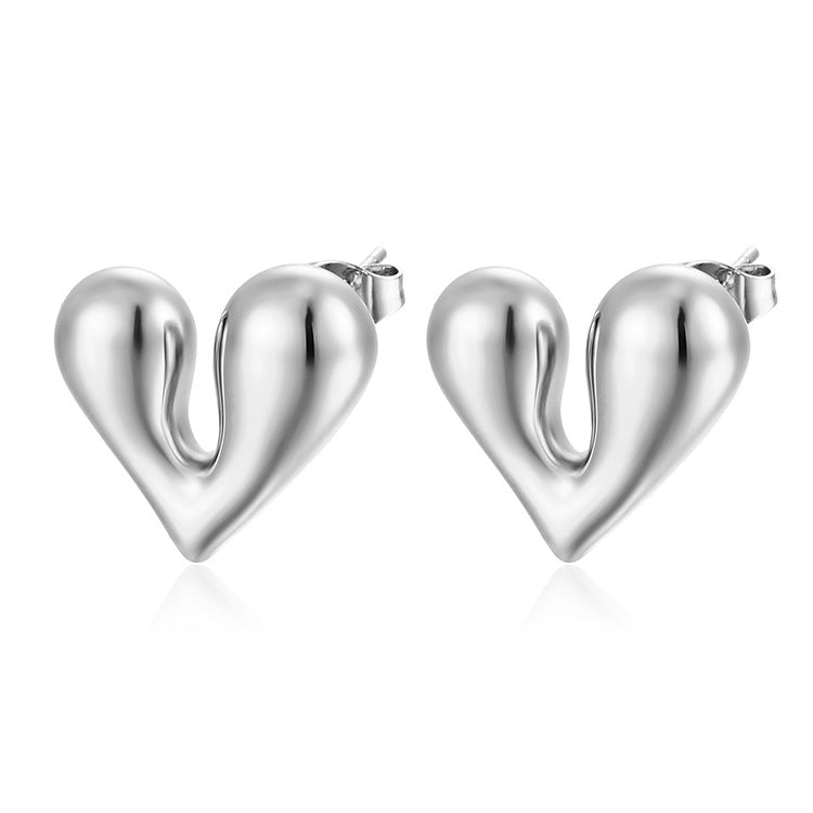 Wholesale 18K Gold Stainless Steel Heart Necklaces Earrings ACC-NE-MuShan001