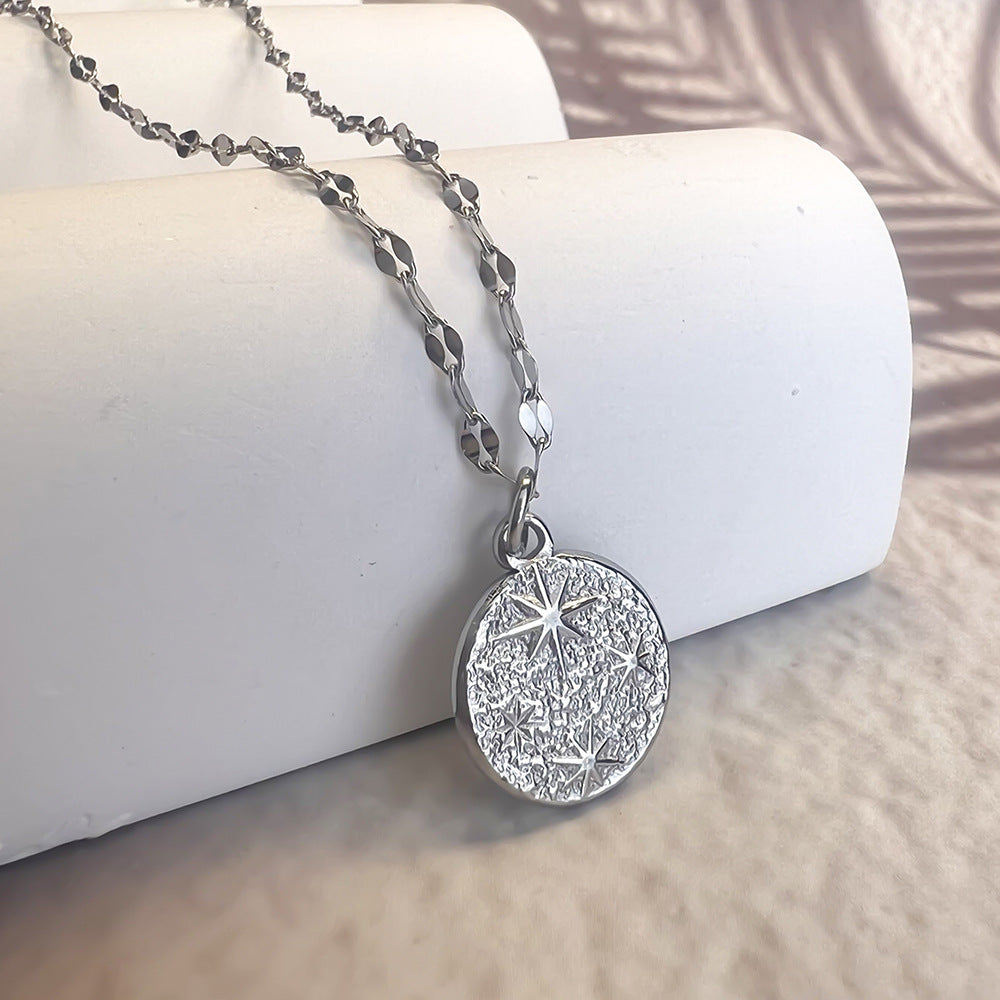 Wholesale Vintage Hammered Pattern Star Stainless Steel Necklace Eight-pointed Star Choker Necklaces ACC-NE-Youbi006