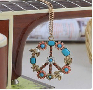 Wholesale Alloy Pearl Flower and Peace Necklace ACC-NE-KeRen002