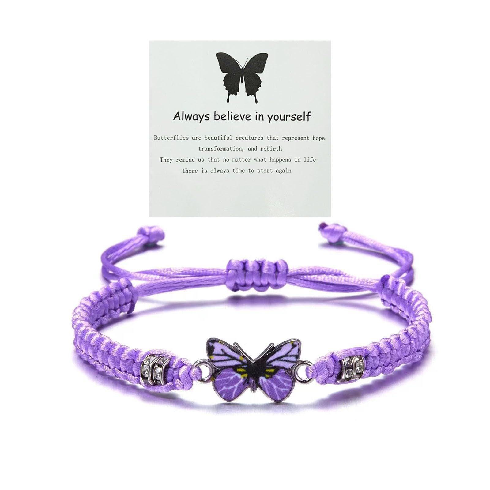 Wholesale Butterfly Design Adjustable Handmade Woven Bracelet Alloy Pendant Black Rope Women S Fashion Accessory