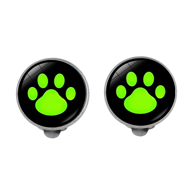 Wholesale Round Polka Dot Cartoon Anime Ladybug Bear Paw Print Alloy Ear Clip Earrings