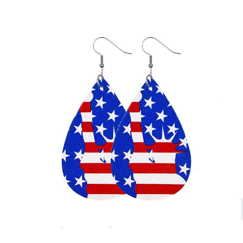 Wholesale American Independence Day Leather Earrings ACC-ES-CY022