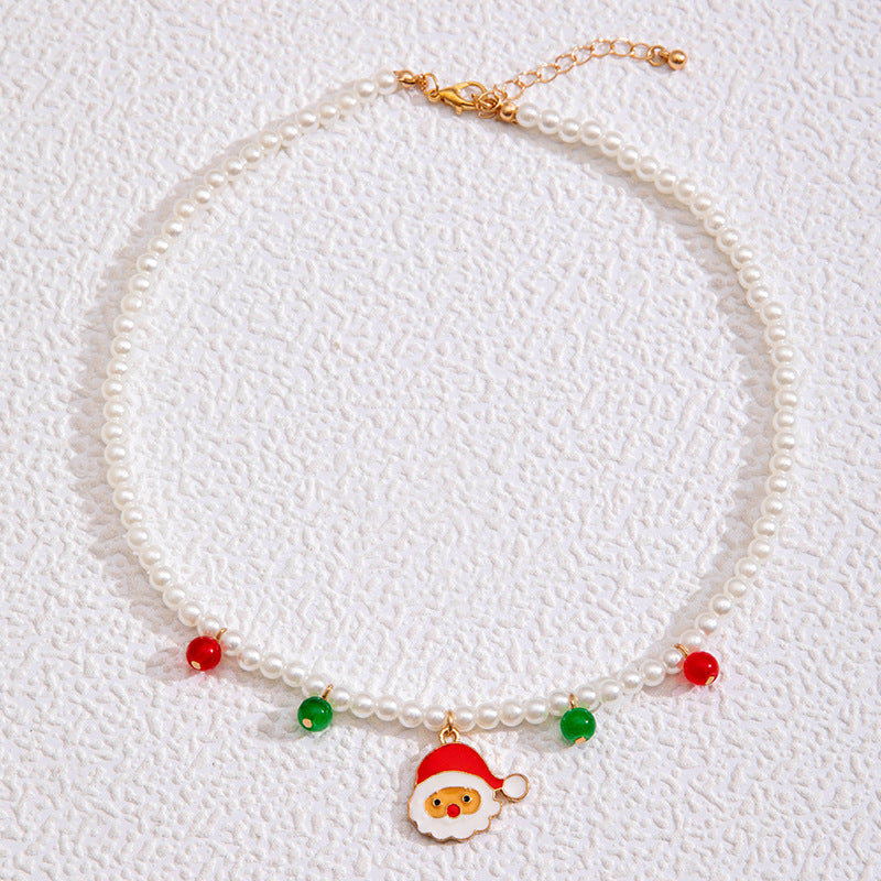 Wholesale Christmas Snowman Pendant Pearl Necklace ACC-NE-YongGe008