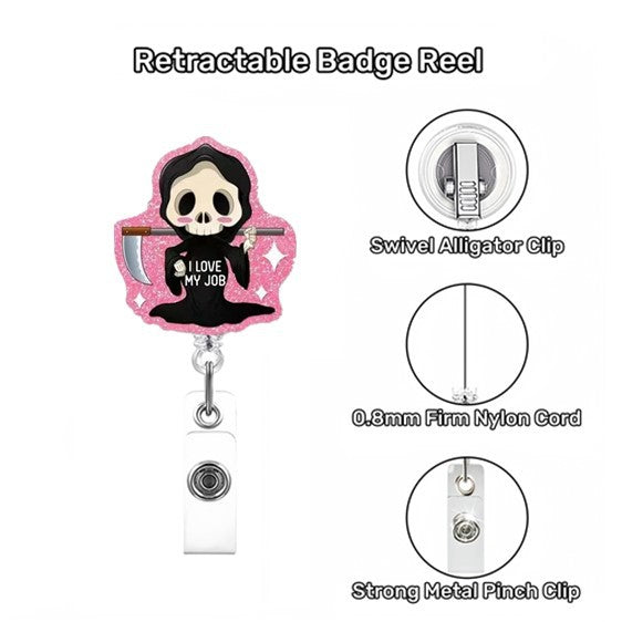 Wholesale  Skull Retractable Badge Reel Fashion Accessory for ID Badge Keychain Gift Boutique Resale