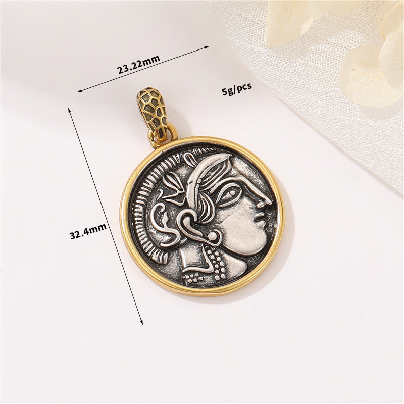 Wholesale Copper Greek Roman Retro Figure Pendant Necklace Fashion Accessory for Boutique Resale