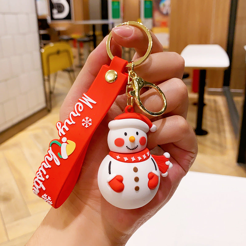Wholesale Christmas Cartoon PVC Soft Rubber Elk Snowman Keychain Cute Keychain ACC-KC-ErLu015