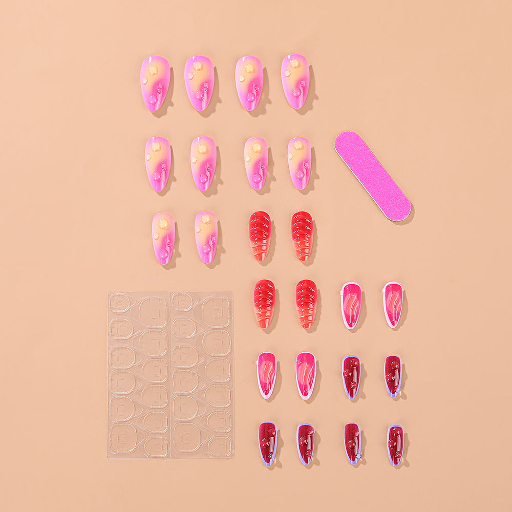 Wholesale 24 Pieces/ box Almond 3D Small Blisters Water Drops Nail