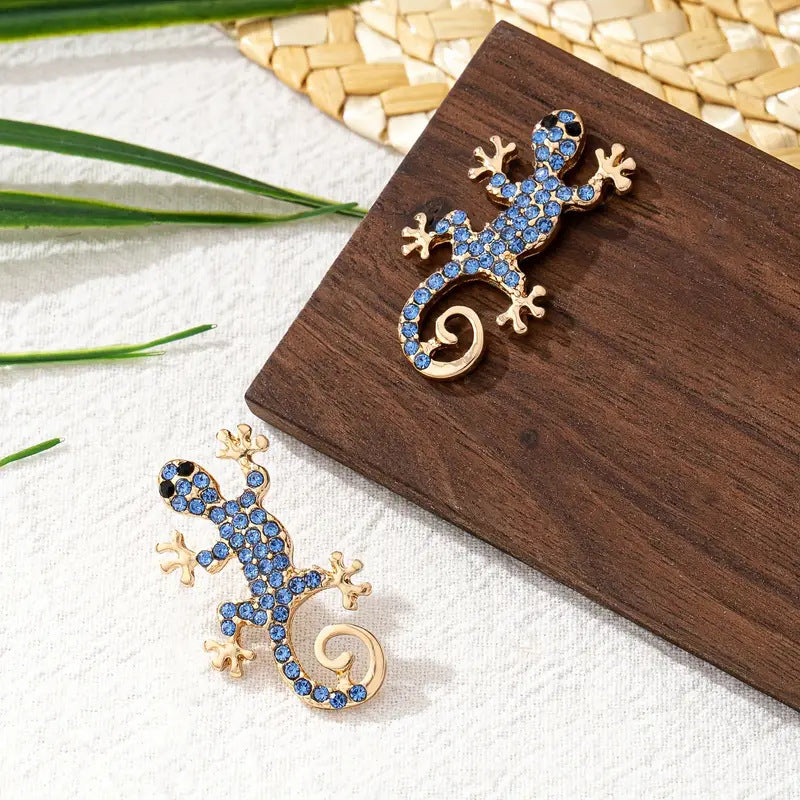 Wholesale diamond-encrusted lizard cute personality earrings