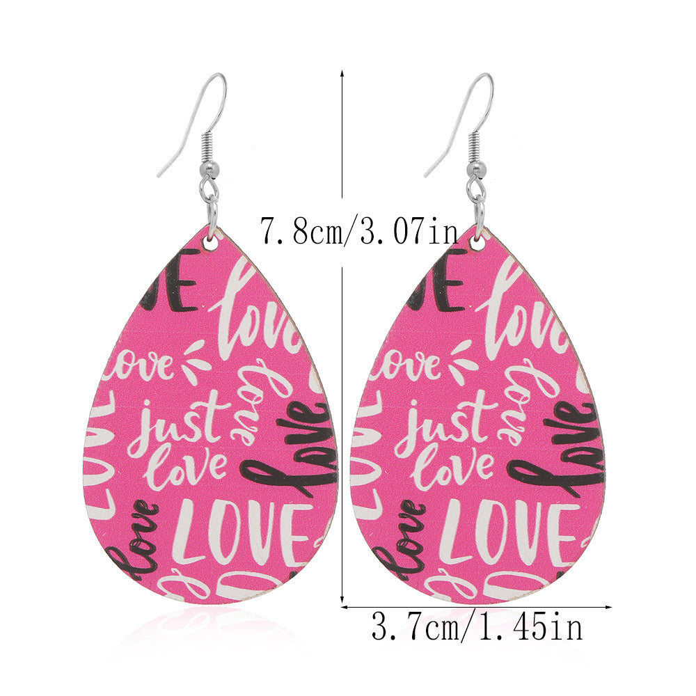 Wholesale  Love Truck Love Letter Printed Ear Hook Earrings