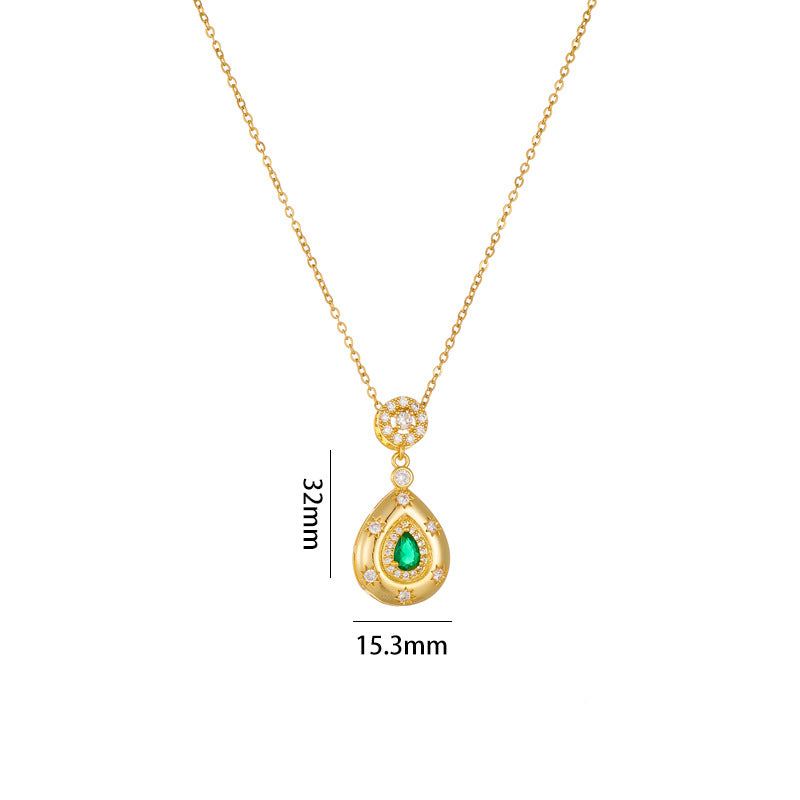 Wholesale Love Water Drop Zircon Pendant Gold Plated Titanium Steel Clavicle Chain Choker Necklace ACC-NE-Rongc007