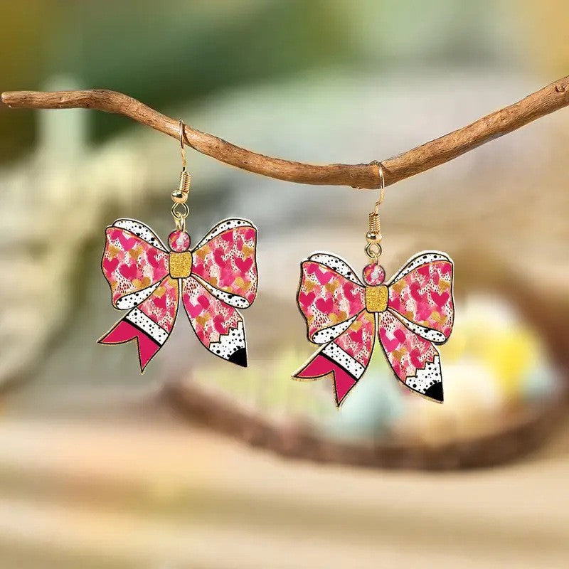 Wholesale College Bow Acrylic Earrings