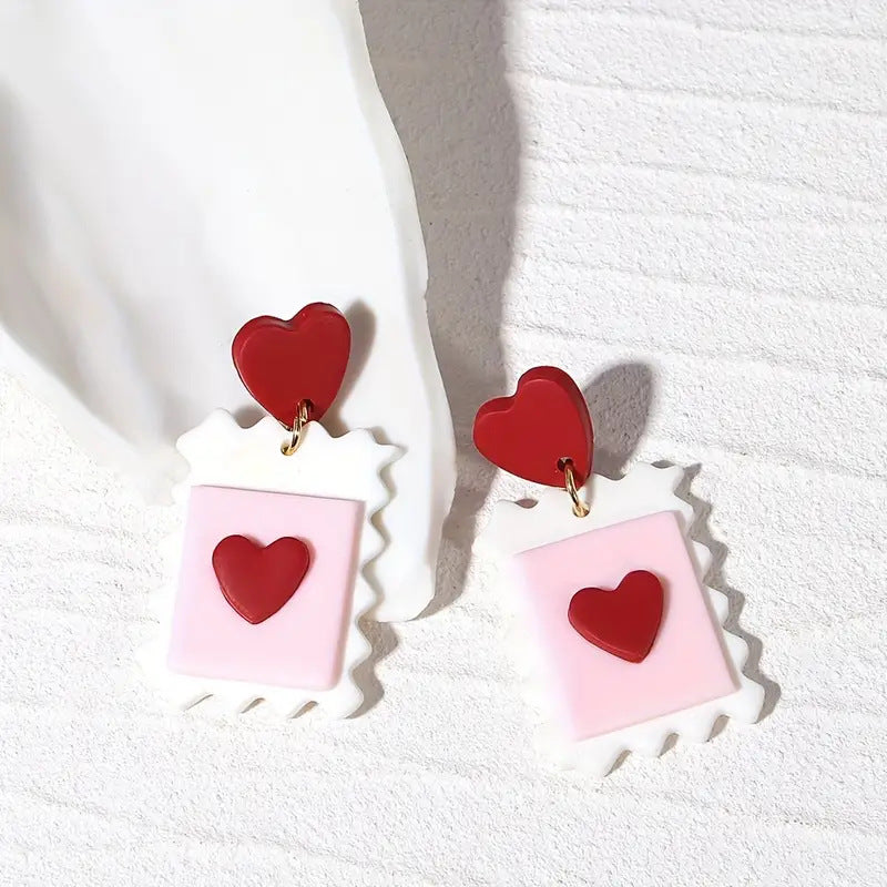 Wholesale Valentine's Day personality pink  fashion earrings