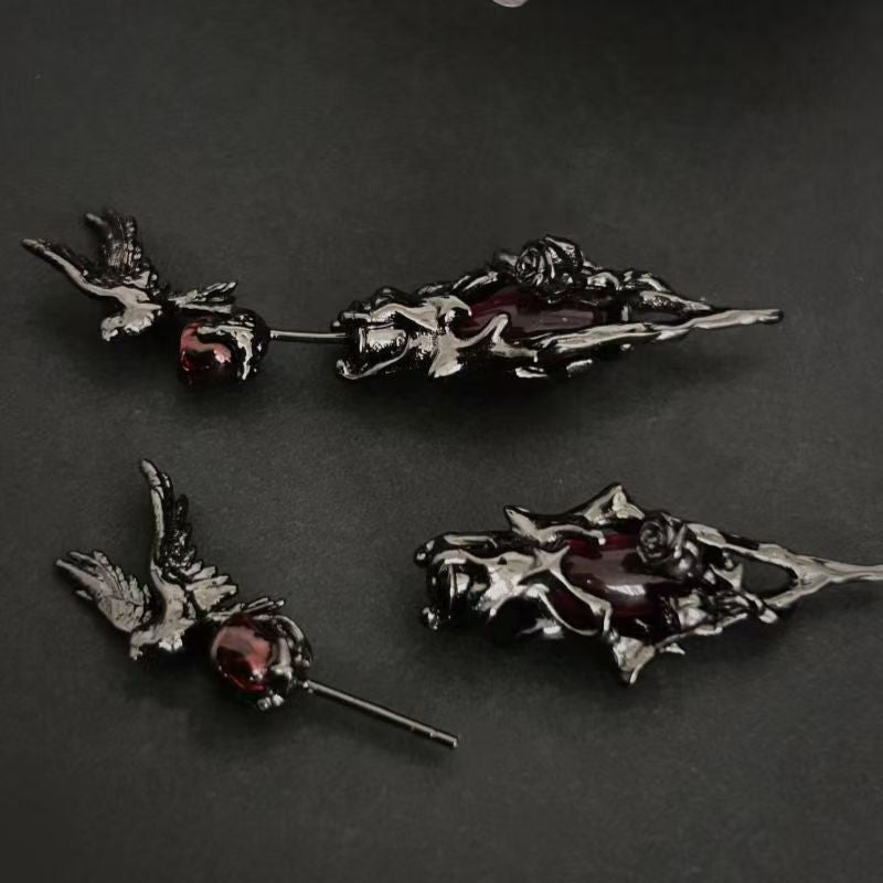 Wholesale Diamond Irregular Hollow Earrings Thorns Rose Earrings