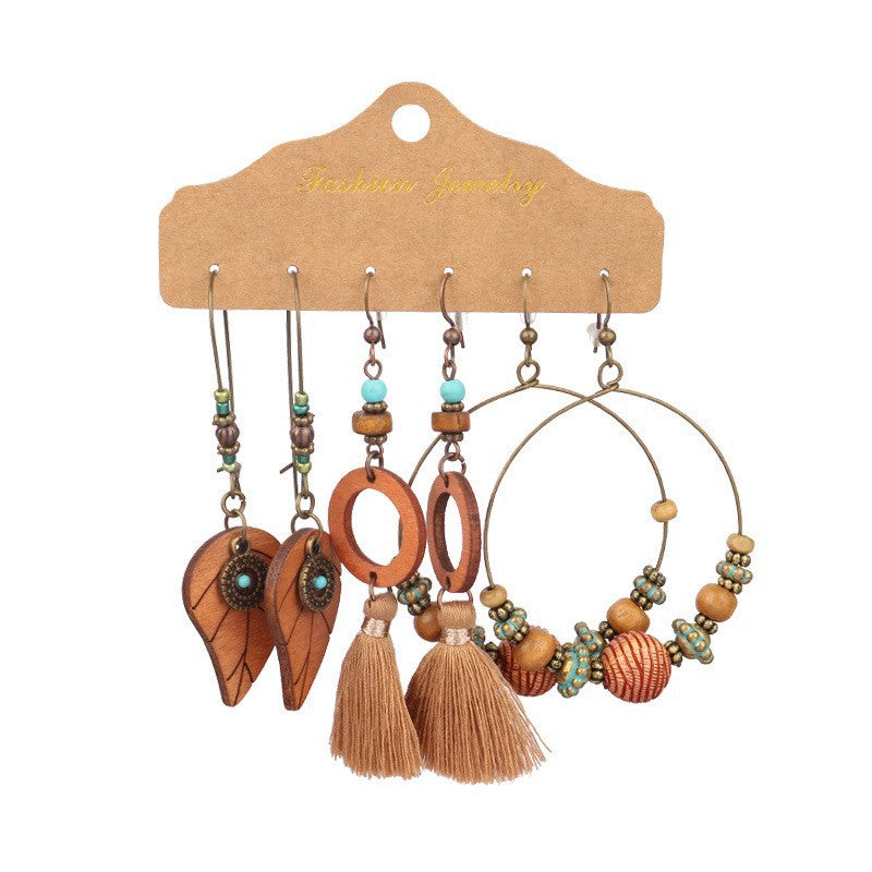 Wholesale Handwoven Bohemian Ethnic Style Vintage Tassel Earrings ACC-ES-MoMo003