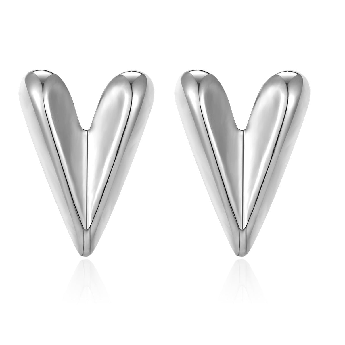 Wholesale Glossy Irregular Shaped Geometric Pleated Origami Love Round Earrings Stainless Steel Earrings ACC-ES-Hongx005