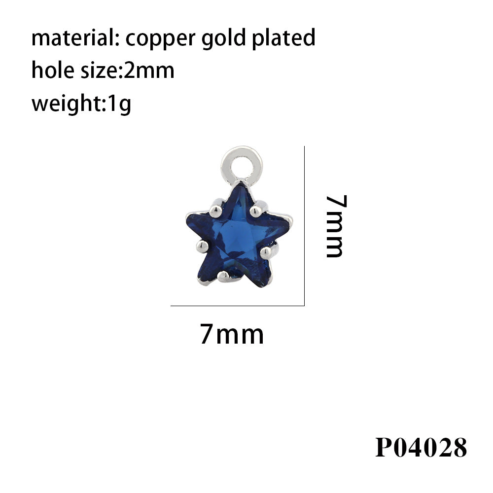 Wholesale 18K gold-plated micro-paved colorful five-pointed star zircon pendant