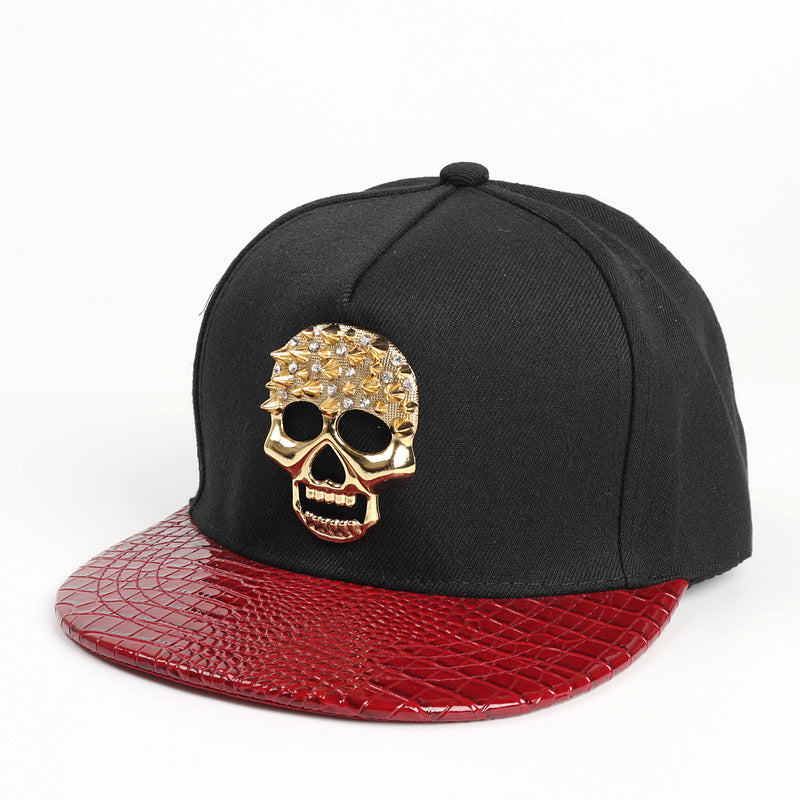 Wholesale hat metal skull flat hat snakeskin brim Tide brand hip-hop baseball cap