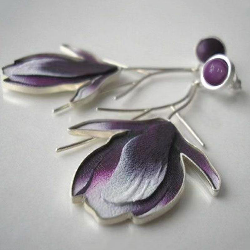 Wholesale  retro blue dripping flower earrings