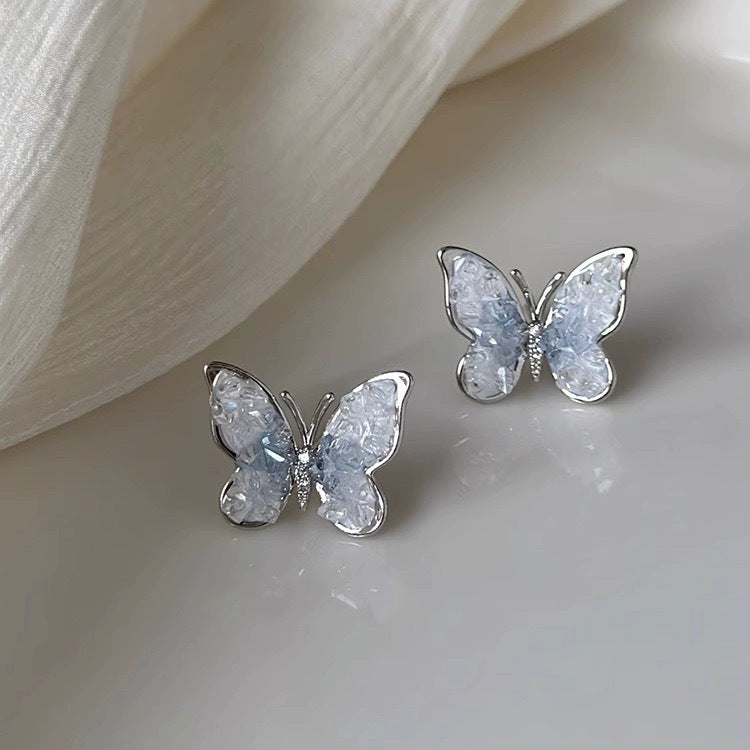 Wholesale Gold Gradient Pink Butterfly Earrings