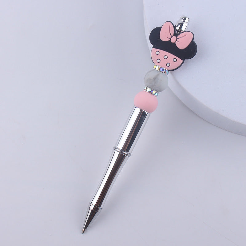 Wholesale  beaded pen DIY creative cartoon animal silicone teether handmade beaded pen