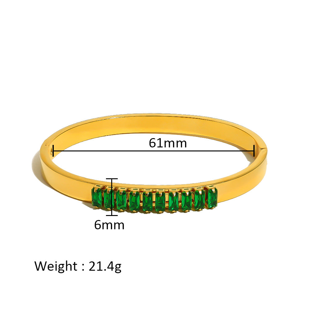 Wholesale Stainless Steel 18K Gold Plated Geometric Star Flower Zircon Bracelet